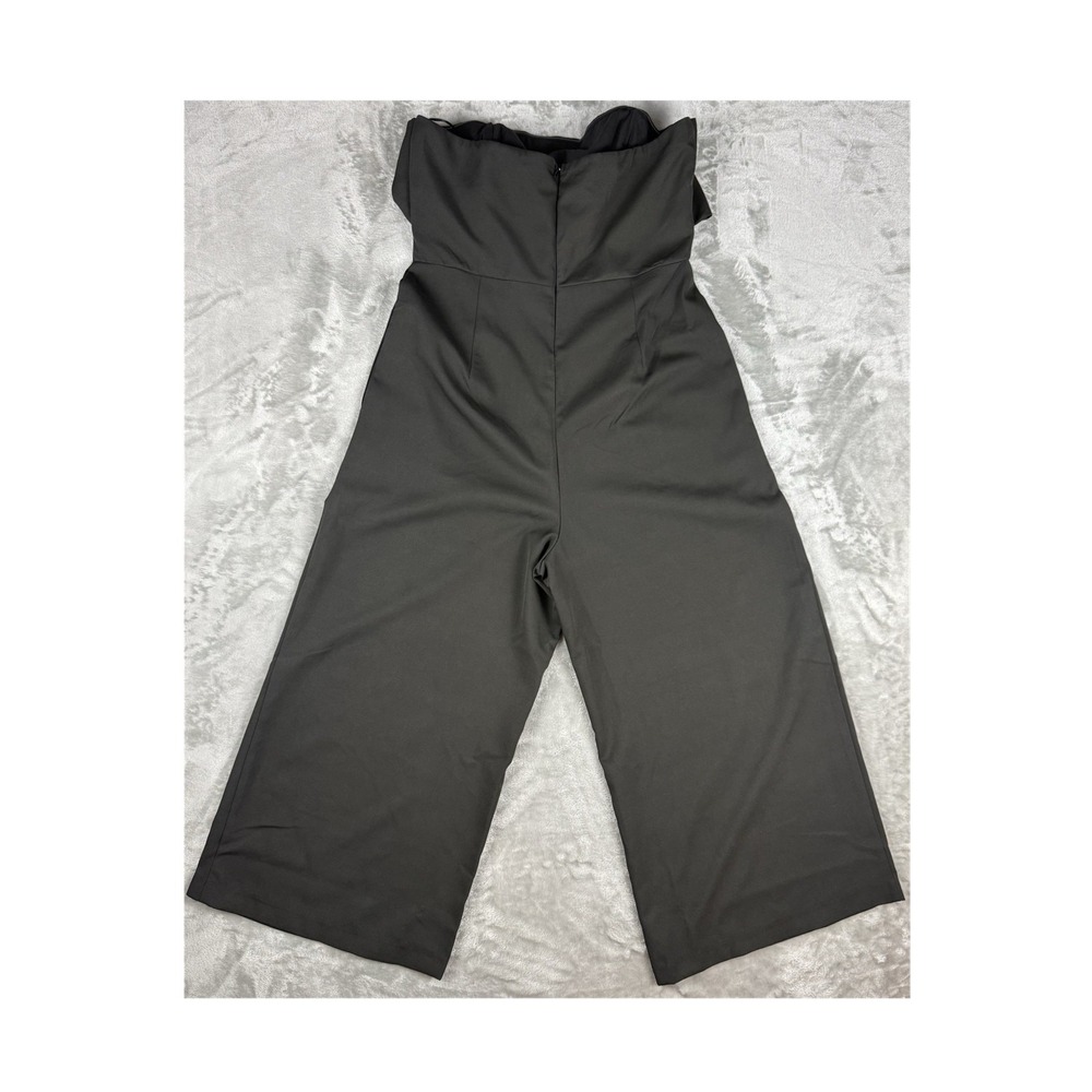 Jealous Tomato Black Strapless Jumpsuit Wide Leg Cropped Large Elegant Romper